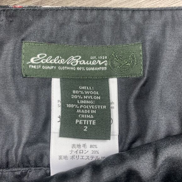 Eddie Bauer black white and red plaid dark academia wool blend skirt size P 2 - Picture 2 of 6